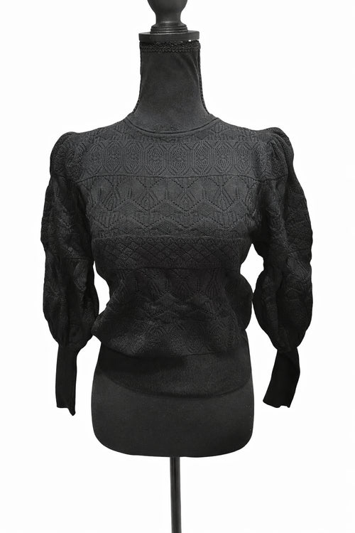 Bluză Zara Neagră cu Mâneci Bufante – Tricotată Mărime S Femei | Second Hand