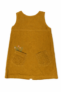 Rochie Sarafan Corduroy Muștar cu Broderie – Fete, Mărime 5-6 Ani