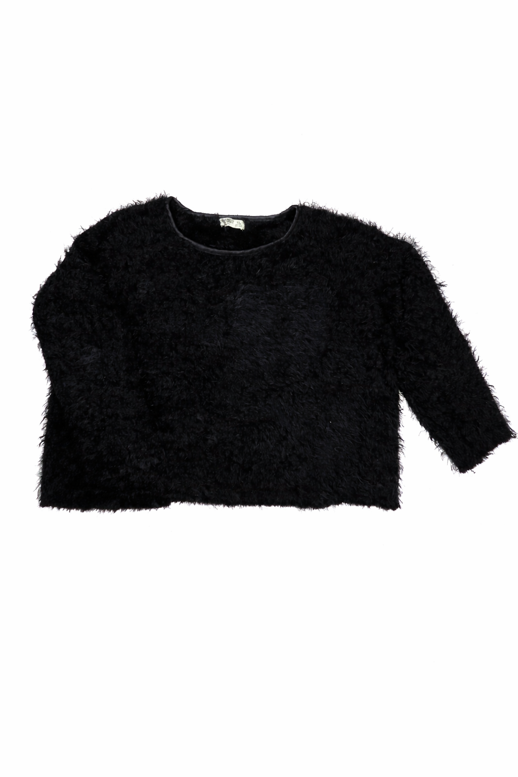 Pulover Scurt Pufos Negru Timeout – Femei, Mărime M, Mâneci 3/4, Casual