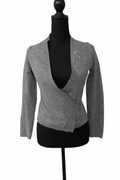 Cardigan Gri Petrecut cu Broderie Florală – Femei, Mărime XS, Casual-Office